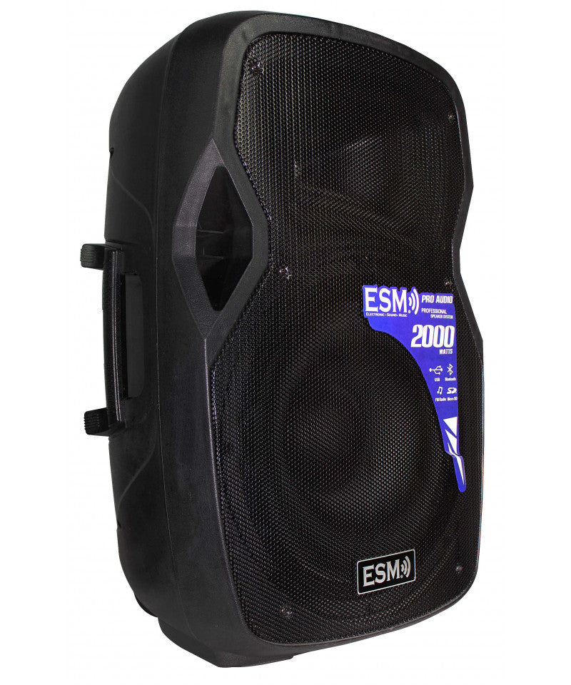 Potente Columna Amplificada 15'' USB Bluetooth Micrófono Soporte para Eventos