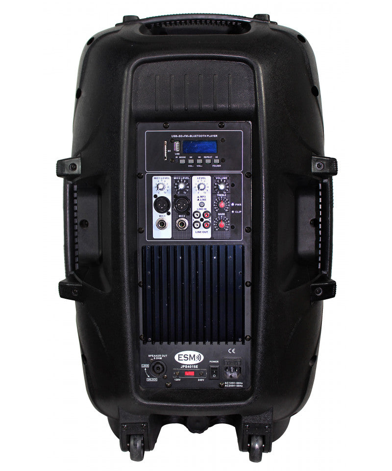 Potente Columna Amplificada 15'' USB Bluetooth Micrófono Soporte para Eventos