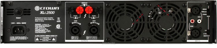 Potente Amplificador Crown XLi 2500 de 750W, 2 Canales, Fiable para Sonido en Vivo