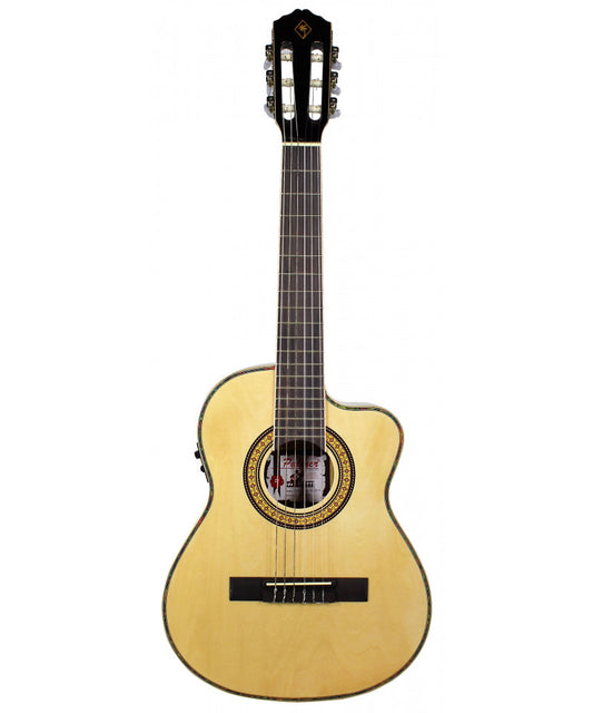 Requinto Electro Acústico Palmer Natural con Forro, Tapa Abeto y Ecualizador