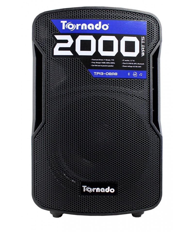 Columna Amplificada Tornado 8 Pulgadas USB SD Bluetooth MP3 Sonido Potente Portátil