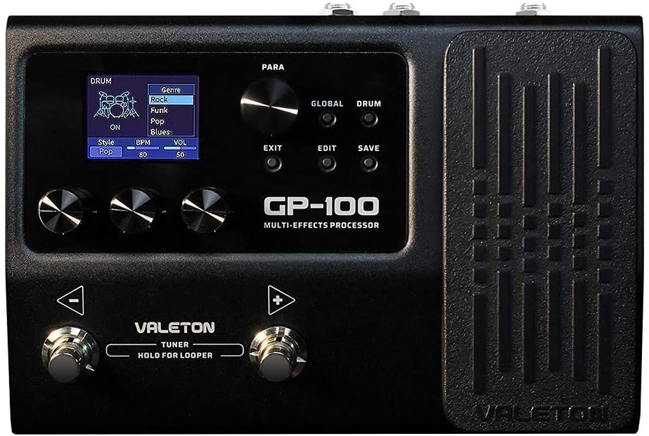Valeton GP-100 Multiefectos Guitarra Bajo: Modelado Amplificador IR, Pedal Expresión, Interfaz USB