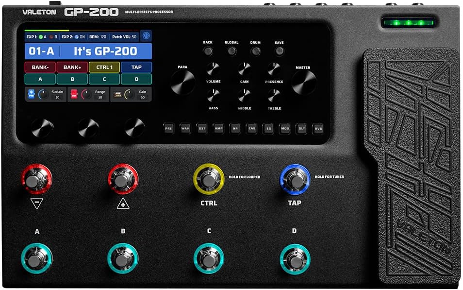Valeton GP-200 Multiefectos Profesional Guitarra Bajo Expresión MIDI USB