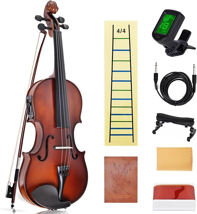 Violín Eléctrico/Acústico INEFFA Ébano Profesional. Kit Completo Escenario y Práctica.