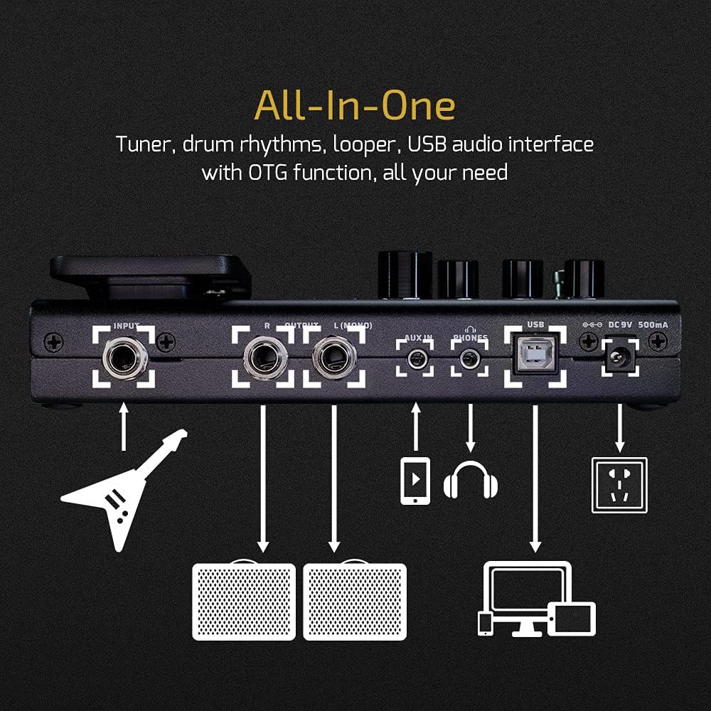 Valeton GP-100 Multiefectos Guitarra Bajo: Modelado Amplificador IR, Pedal Expresión, Interfaz USB