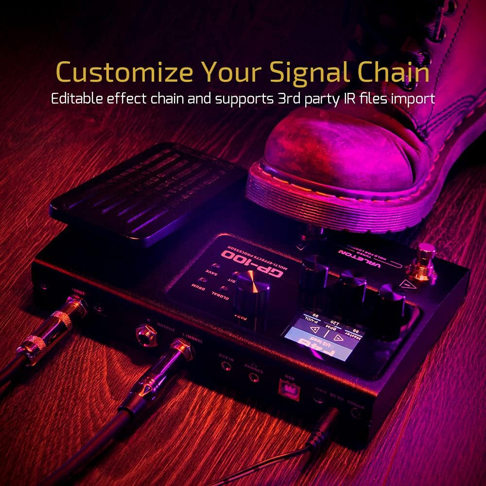 Valeton GP-100 Multiefectos Guitarra Bajo: Modelado Amplificador IR, Pedal Expresión, Interfaz USB