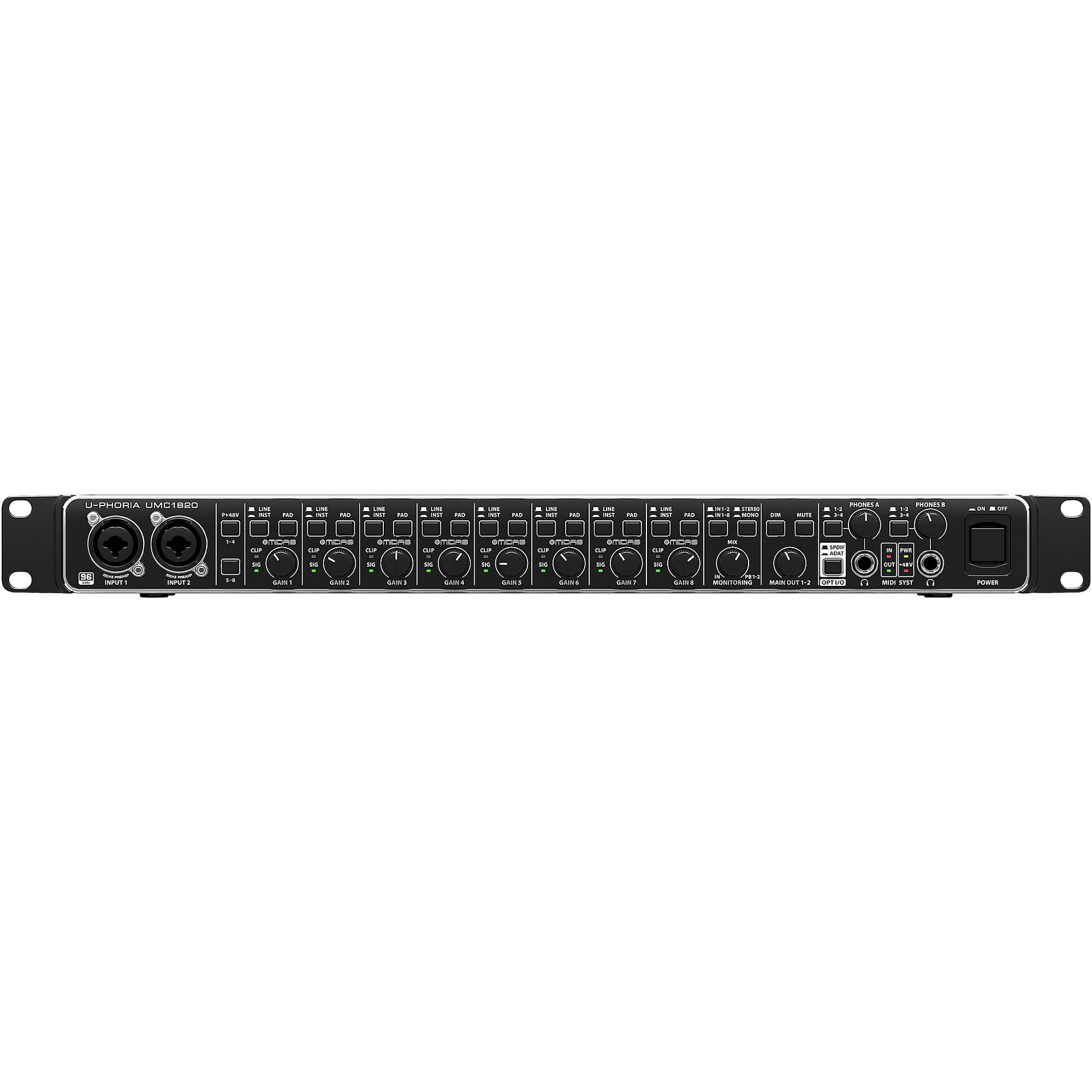 Behringer U-PHORIA UMC1820: Interfaz de Audio USB Profesional 18x20, Preamplificadores MIDAS