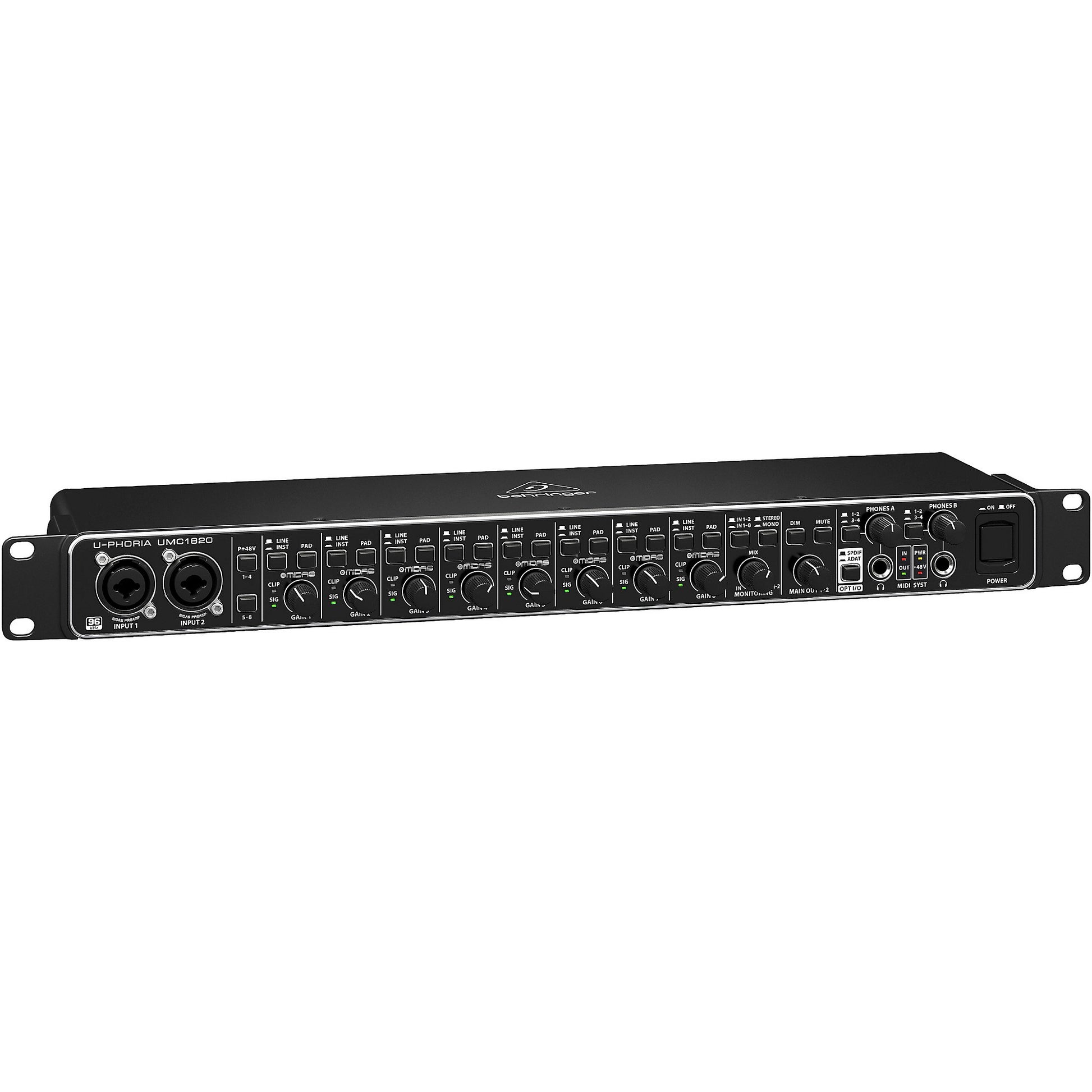 Behringer U-PHORIA UMC1820: Interfaz de Audio USB Profesional 18x20, Preamplificadores MIDAS