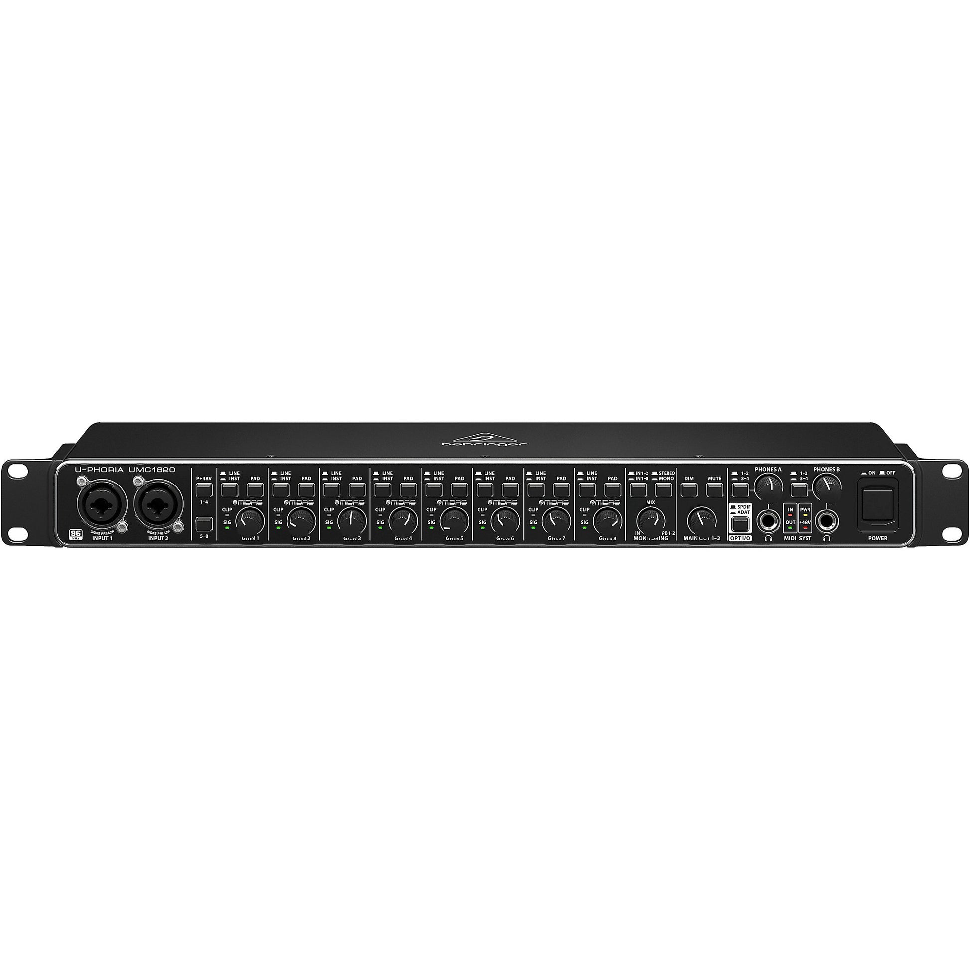 Behringer U-PHORIA UMC1820: Interfaz de Audio USB Profesional 18x20, Preamplificadores MIDAS