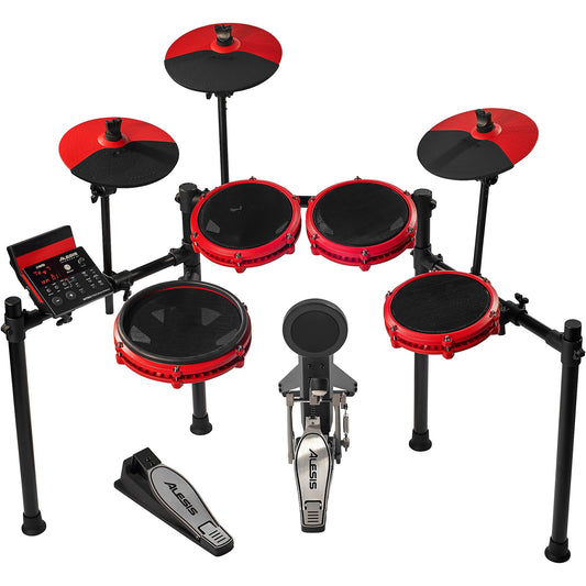 Alesis Nitro Max Batería Electrónica de 8 Piezas con Bluetooth y Sonidos BFD Rojos