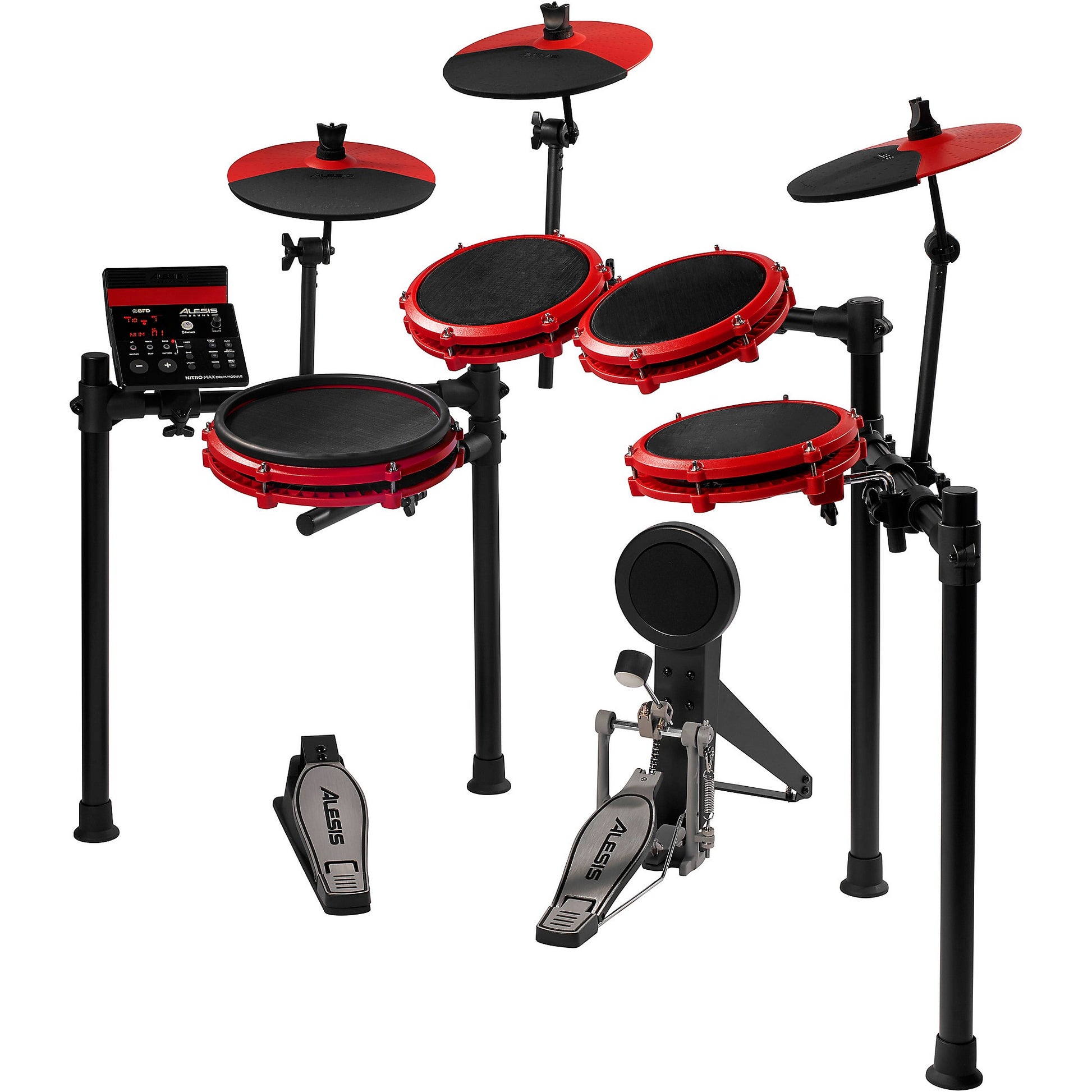 Alesis Nitro Max Batería Electrónica de 8 Piezas con Bluetooth y Sonidos BFD Rojos