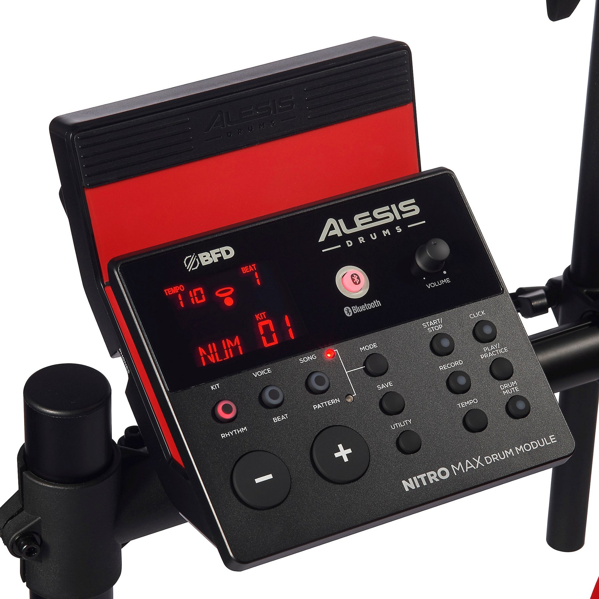 Alesis Nitro Max Batería Electrónica de 8 Piezas con Bluetooth y Sonidos BFD Rojos